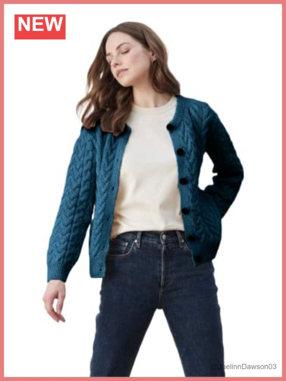Merino Wool Aran Cardigan Sweater Button Up Knit Lumber Jacket